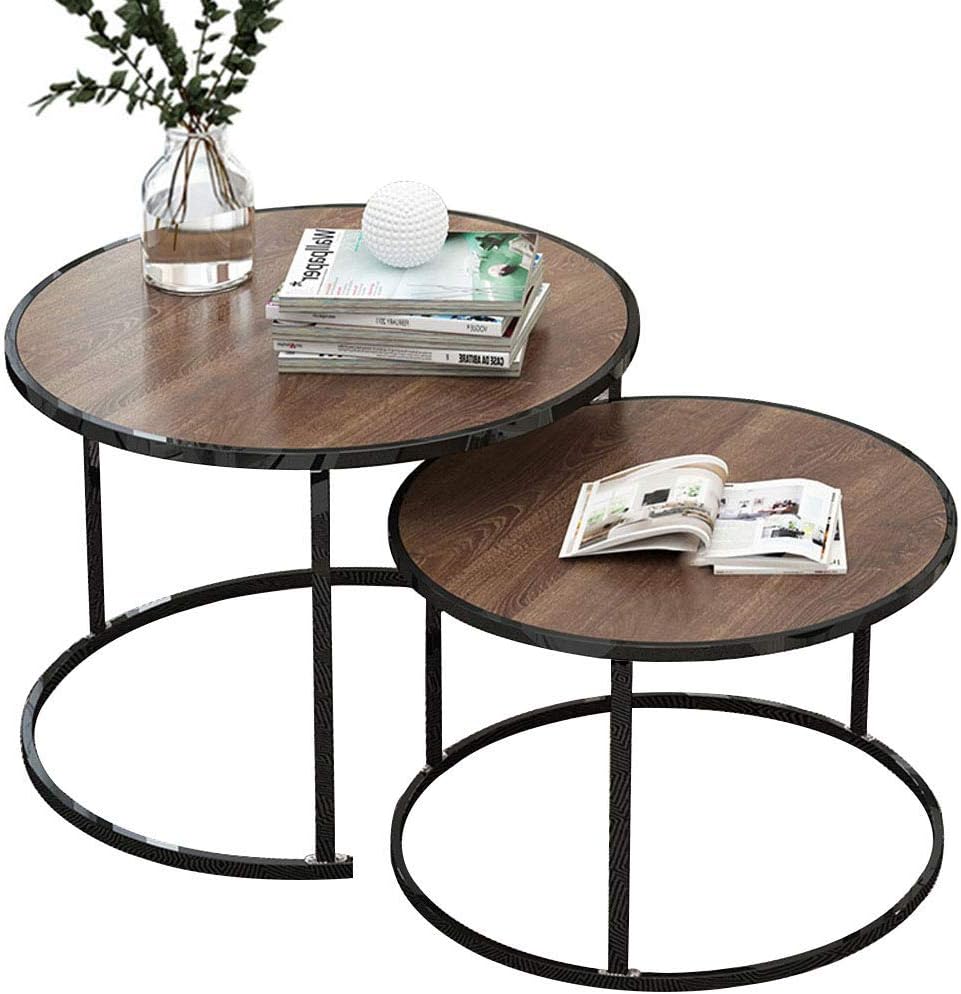 Amazon.de: FCXBQ Rustikale runde Couchtisch-Nesttische, Beistelltisch