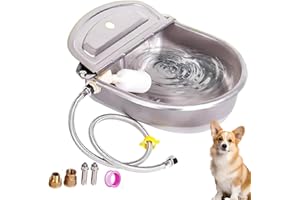 PAULOZYN Automatic 1 Gal Capacity Dog Water Dispenser, 4.5L Automatic Horse Waterer with Brass Float Valve, Auto Fill Livestock Water Trough, Easy to Clean for Chicken Farm Animal