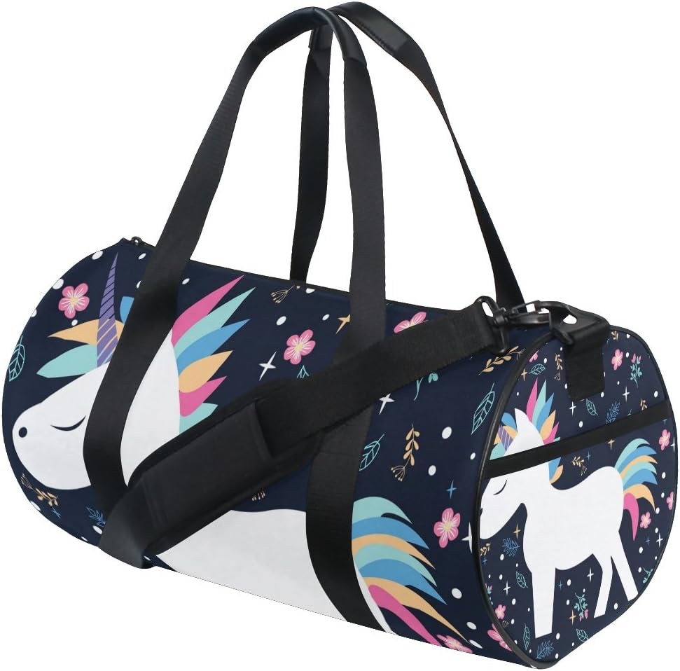 JSTEL Canvas-Barrel Bag-Print Sports Gym Bag-Handbag Yoga Bag Shoulder Tote Weekend Bag Shoes Beach Bag for Women Men