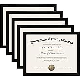 upsimples Certificate Frame with High Definition Glass, 8.5 by 11 Picture Diploma Document Frames for Wall and Tabletop, Black 5 Pack