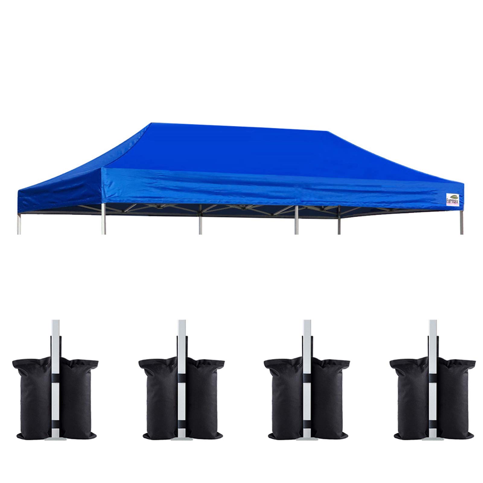 Photo 1 of Eurmax USA 10x20 Pop Up Canopy Replacement Canopy Tent Top Cover, Instant Canopy Top Cover ONLY, Choose 30 Colors,Bonus 4PC Pack Weight Bag (10x20, Blue)