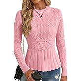 Kinghua Peplum Sweater for Women Fall Winter Trendy Outfits Waist Cable Knit Pullover Sweaters Tops