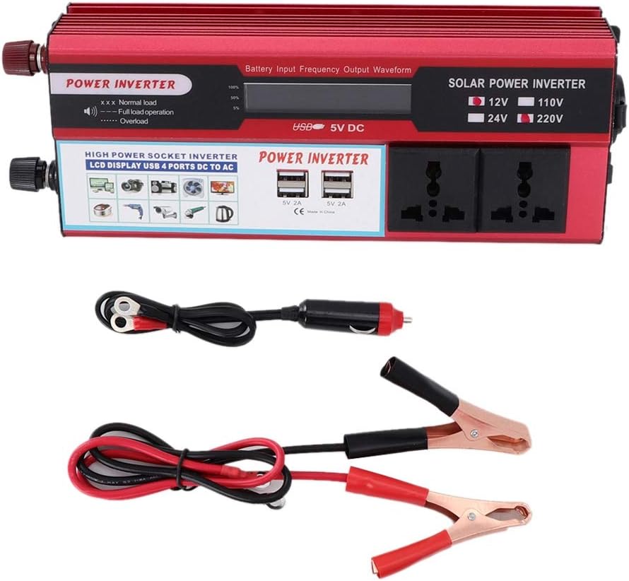 Huakii 6000W Solar Power Inverter, Digital Display Phone 4 USB Charger for Home Car RV