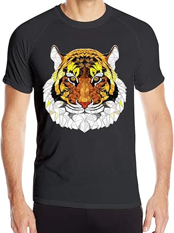 Amazon.com: Triangulated Tiger Face Animal Workout Shirts for Men T Shirts Black: Clothing