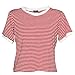 Women's Summer Casual Short Sleeves Crew Neck T Shirts Stripe Tees Crop Tops for Teen Girls