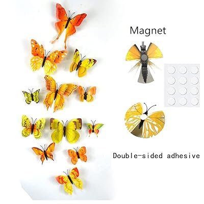 Download Buy 3d Butterfly Wall Decor 24pcs Double Wings Butterfly Stickers Pvc Butterfly Decor Mixed Yellow Butterfly Wall Decals With Magnet And Glue Dots For Home Nursery Kids Bedroom Decorations Online In Indonesia