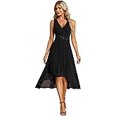Ever-Pretty Women's Hi-Lo Sleeveless V Neck Appliques Flowy Chiffon Midi Formal Dress for Wedding Guest 41926