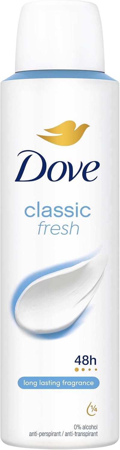 Dove Classic Anti-Perspirant Spray 48hr Protection 150ml Gentle Care Alcohol