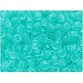 BeadTin Green Aqua Transparent 9mm Faceted Barrel Plastic Pony Beads (500pcs)