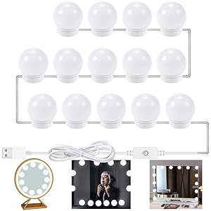 Alitade 14PCS DIY LED Vanity Mirror Lights Kit Dimmable LED Light Bulbs with Touch Control for Makeup Mirror Dressing Table (Mirror Not Include)