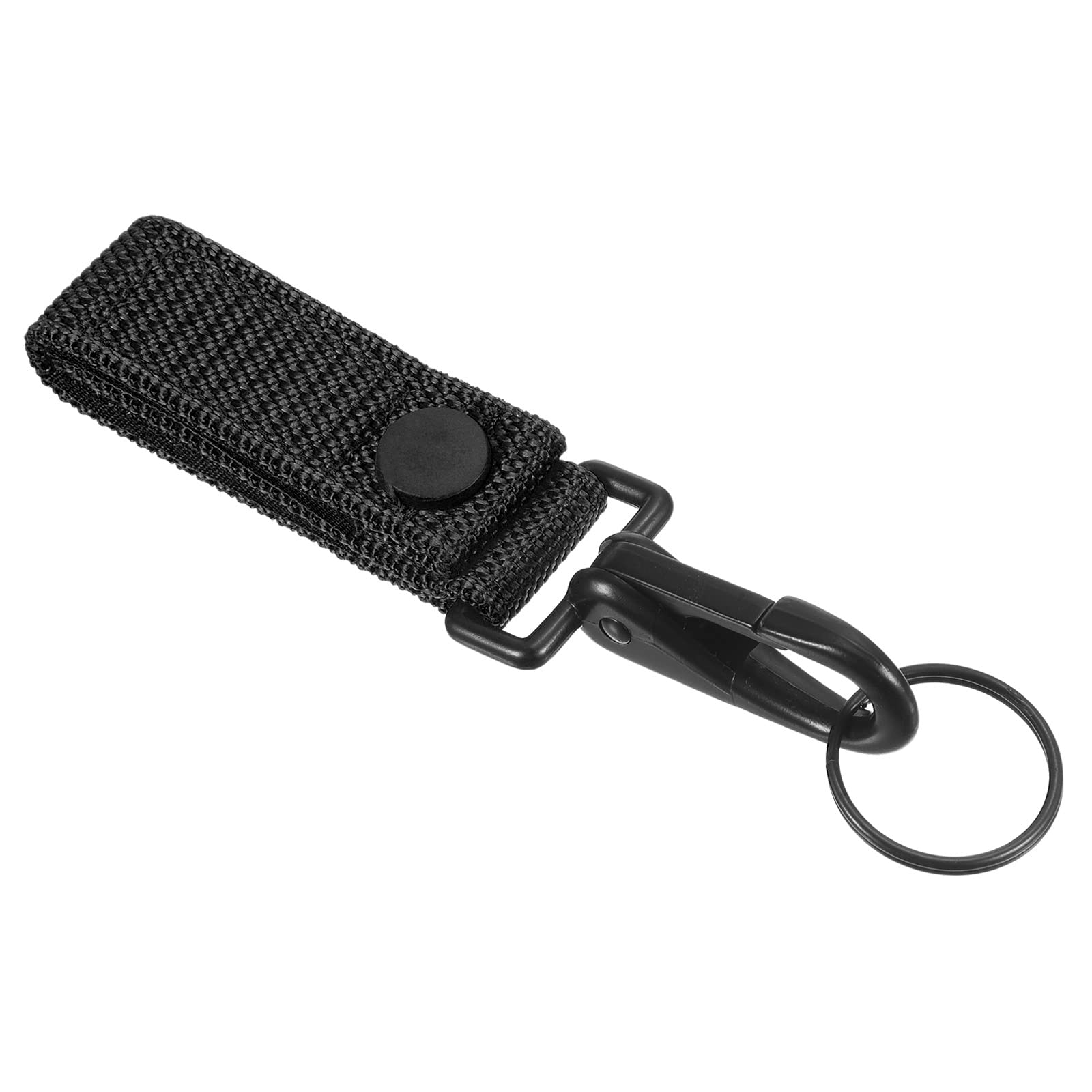 PATIKIL Belt Keeper Key Ring, Nylon Webbing Strap Hanging Gear Buckle with Snap Key Holder for Outdoor Camping, Black