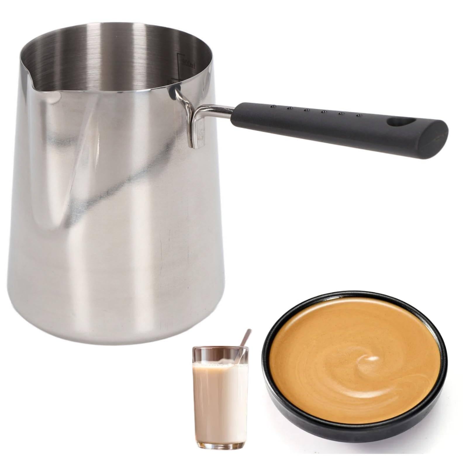 Turkish Coffee Pot, Stainless Steel Milk Pan Butter and Coffee Warmer Boiling Pot Saucepan Pan Mini Saucepan with Pouring Spout (900ML)