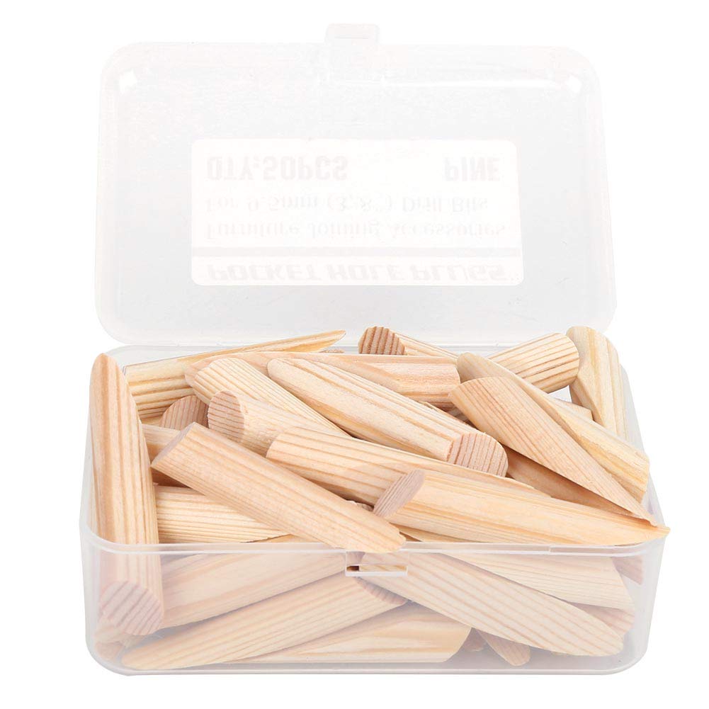 Cocoarm Pine Wood Pocket Hole Plugs, Inclined Drilling Locator Set, 50 Pieces, Solid Wood Accessory for Oblique Holes