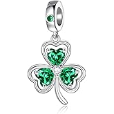 Sariel Good Lock Green Shamrock Charms for Necklace Bracelet 925 Sterling Silver Clover Bead St Patricks Day Jewelry Gifts Women