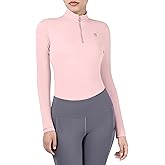 Harrison Howard Women's Equestrian Sweat Absorption Quick Drying Horse Riding Long Sleeve Shirt 1/4 Zip Base Layer