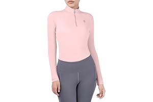 Harrison Howard Women's Equestrian Sweat Absorption Quick Drying Horse Riding Long Sleeve Shirt 1/4 Zip Base Layer