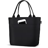 Aosbos Lunch Tote Bag, Insulated Lunch Box for Women, Leakproof Lunch Cooler Purse for Work, Black
