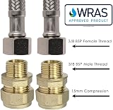 Reeds 15mm Compression 3/8" BSP Male Iron Straight Fitting Brass WRAS Pair view 4