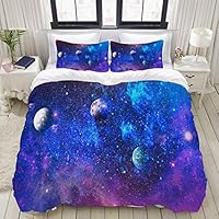 ECOMAOMI Premium Easy Care 3 Pieces Duvet Cover Set with 2 Pillow Shams,Beautiful Nebula Stars Galaxies Elements This,Newest Luxury Quality Microfiber Down Comforter Bed Cover Quilt - Full-Queen