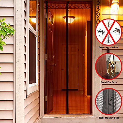 Magnets Screen Doors,Yabmi Mesh Curtain Comes With Velcro or Pins Closes Automatically-Keeps Bugs & Mosquitoes Out,Lets Fresh Air In( Fits Door Up To 36 x 82 Inch)