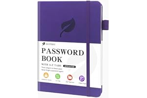 ZICPERY Password Book with Alphabetical Tabs - Premium Leatherette Hardcover Internet Password Keeper Logbook - Untitled Medium Size Password Notebook & Organizer for Home or Office (Purple)