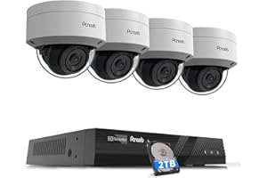 PANOOB 5MP Home Security Camera Systems, 4X Wired IP IK10 Vandal-Proof Dome Cameras Outdoor W/Person Detection, Built-in Mic 2.8mm Lens 100ft IR Night Vision, 4K 8CH PoE NVR 2TB HDD, PD54A0408-5M2