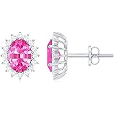 Certified Lab Grown Pink Sapphire Stud Earrings in Silver, Aaaa Quality, Pink Sapphire Vintage Earrings - Ready To Gift