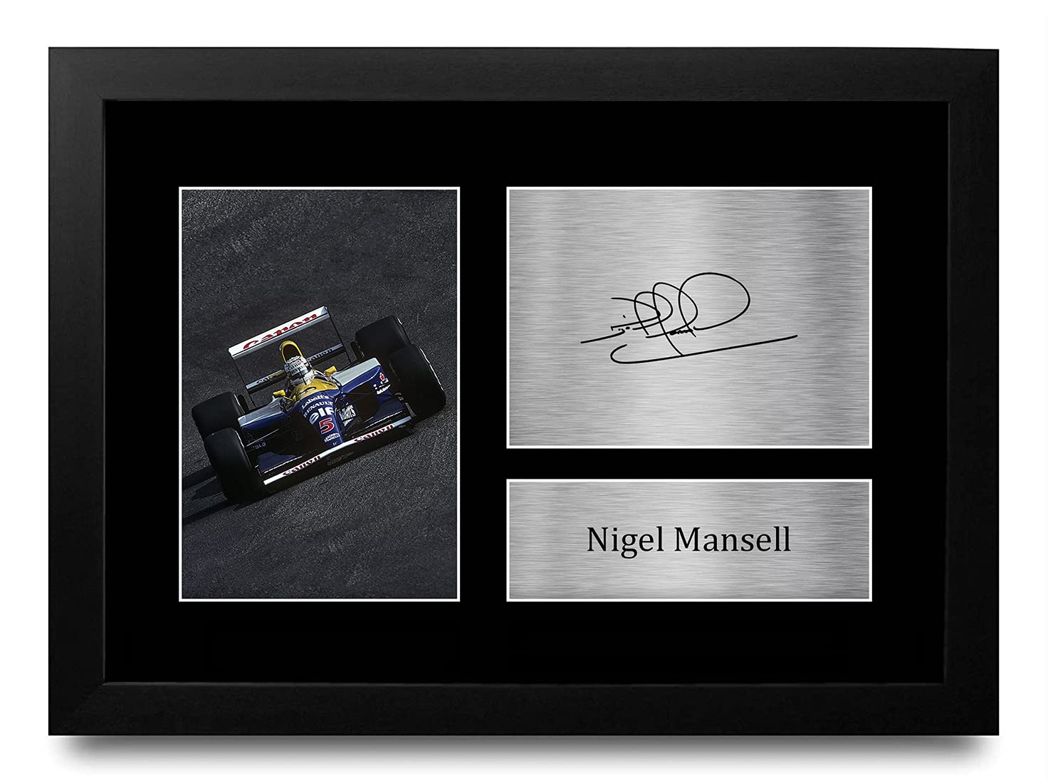 HWC Trading FR A4 Nigel Mansell Formula 1 Gifts Printed Signed Autograph Picture for F1 Formula 1 Racing Fans - A4 Framed