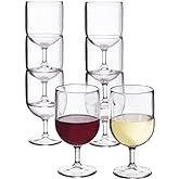 US Acrylic Stackable 8 ounce Plastic Wine Stems in Clear | Set of 8 Reusable, BPA-free, Made in the USA, Top-rack Dishwasher Safe