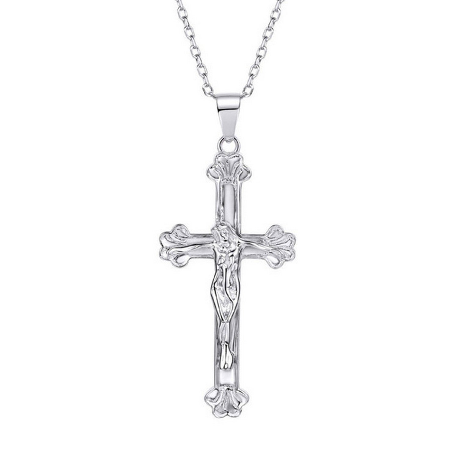 CS-DB Jewelry Silver Vintage Jesus Crucifix Cross Chain Charm Pendants Necklaces