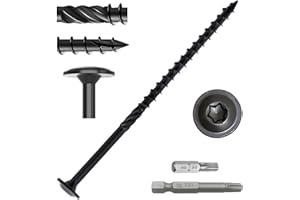#14 x 5 Inch Heavy-Duty Deck Screws, URABLAZ 80pcs Black Coated Torx/Star Drive Wood Structural Lag Screws, Rust Resistant Timber Screws Fence Screws with 2pcs T30 Torx Drive Bits