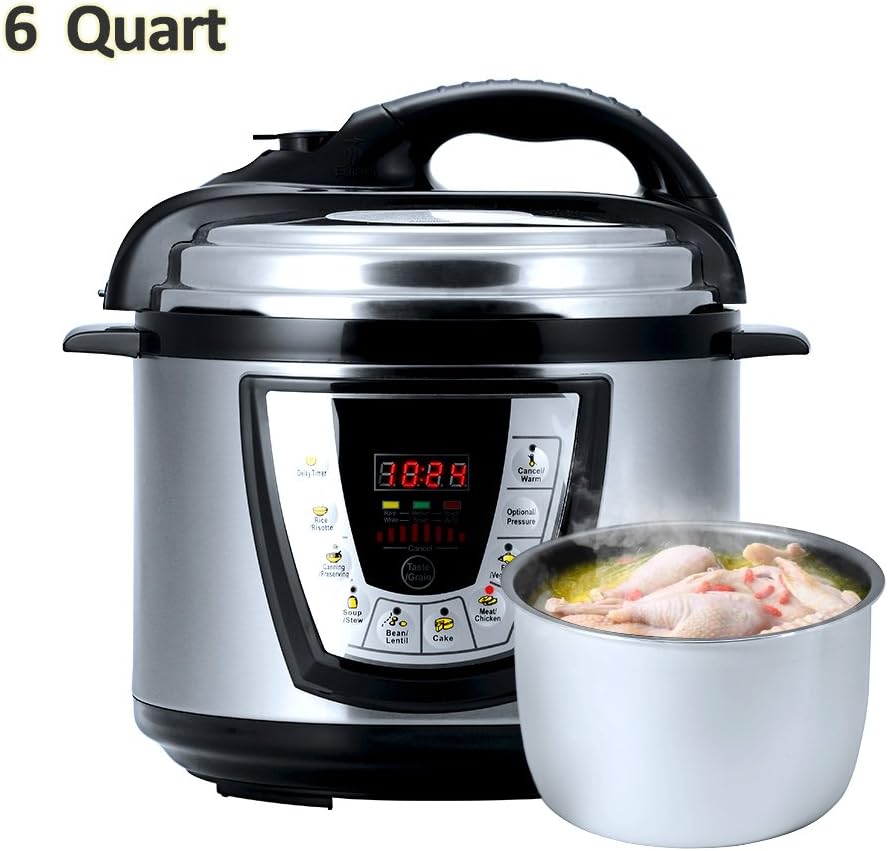 Aucma prc1 Electric Pressure Cooker Kitchen & Dining, 13.4 x 12.1 x 12.5 inches, Silver black
