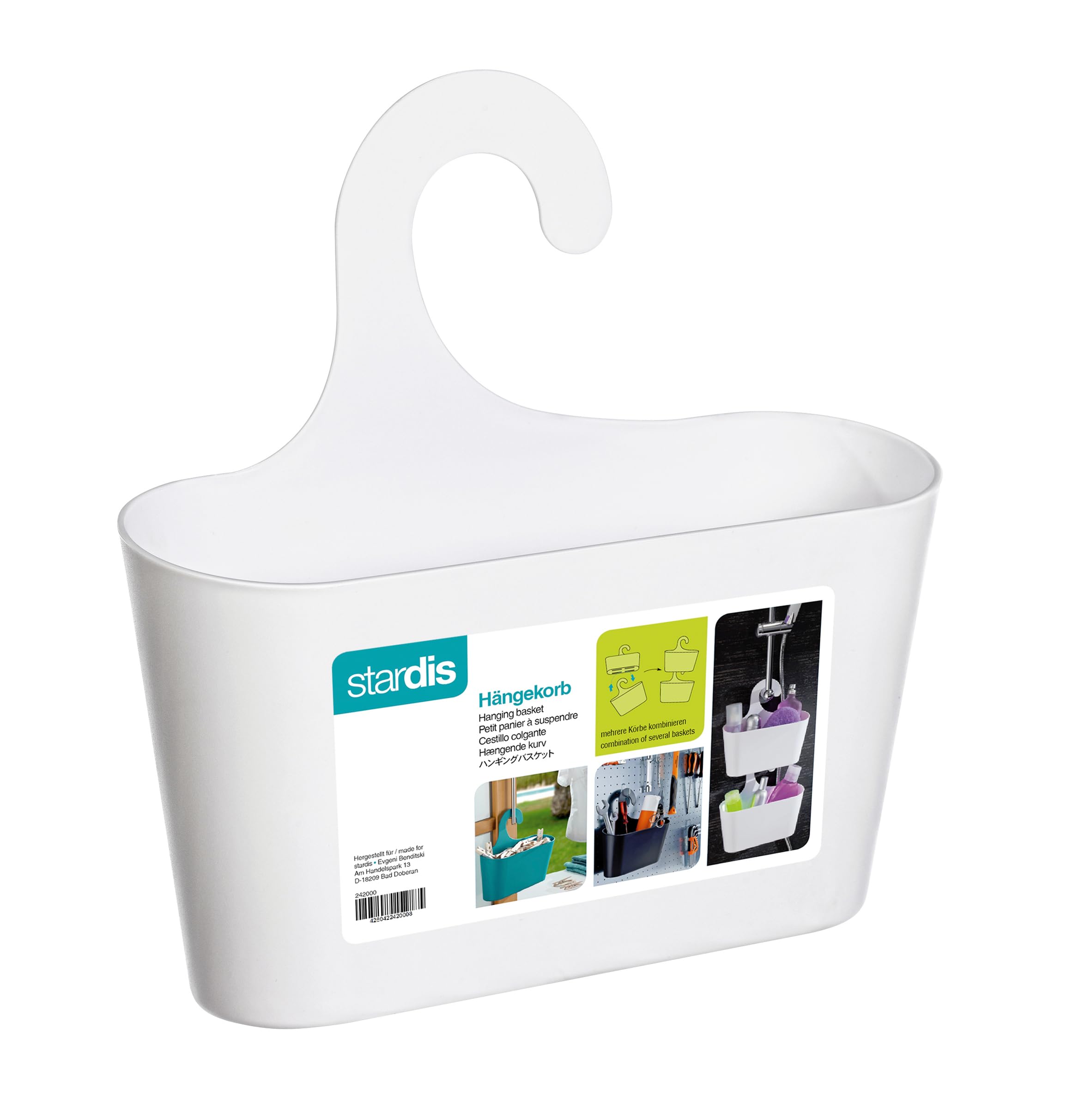 stardis Shower Basket White with Hook Hanging Caddy Organizer Plastic — image 1