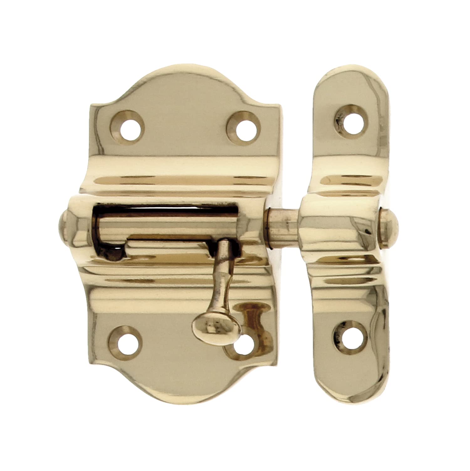 Amig - Overlap Pin for Doors Mod.720 | 50 x 88 mm | Security Latch for Horizontal Closing | Brass with Polished Gold Finish | Includes Coach Screws