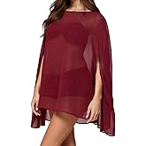 Yoawdats Women Chiffon Long Cape Mesh Sheer High Low Flowy Poncho Soft Wraps Capelets Bridal Wedding Evening Party
