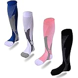 Xwanli 4 Pairs Compression 20-30mmHg Support Socks Relief Miracle Calf Men's Women's