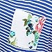 Uideazone Teen Girls Floral Striped Short Sleeve Shirt Cute Graphic Tee,Blue-Stripe,Small