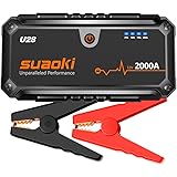 Suaoki U28 2000A Peak Jump Starter Pack with USB Power Bank, LED Flashlight and Smart Battery Clamps for 12V Car & Boat