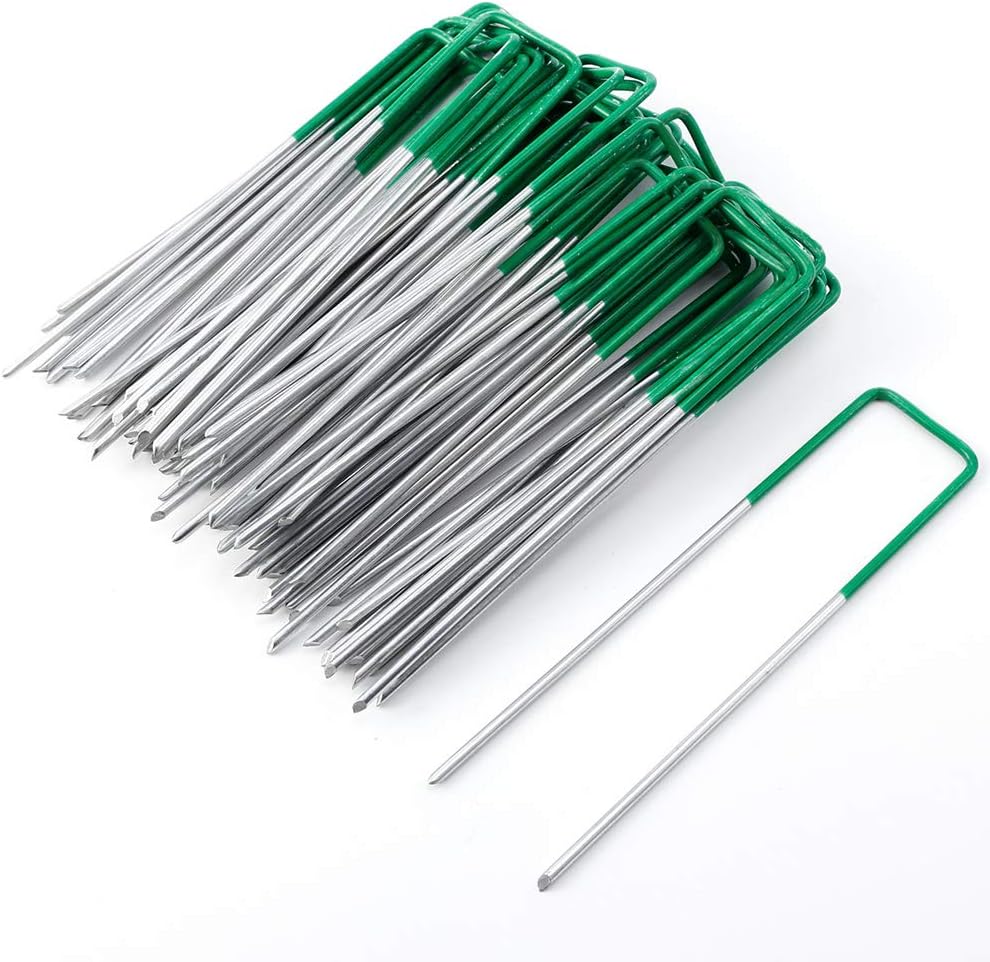 Artificial Grass Turf U Pins Galvanised Metal Pegs Staples Weed Garden Bevelled (U pins, 50, pegs), green - Image 5