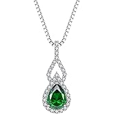 SeiMios 925 Sterling Silver Birthstone Necklaces for Women Infinity Pendant Necklace Pear Cut Gemstone Jewelry