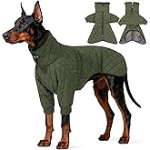 IDOMIK Dog Winter Coat for Large Dogs, Warm Dog Winter Jacket with Fleece High Collar, Zippered Cold Weather Coats for Dogs, Waterproof Doggy Snow Jacket Clothes,Green,3XL