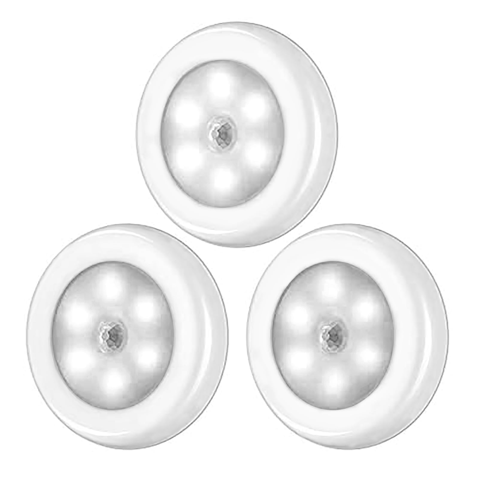AIGUOZER 3 Pack LED Motion Sensor Night Light, PIR Motion Sensor LED Cabinet Lights Battery Powered Wireless Lighting Night Light Stick with FREE 3M Adhesive Pads & Magnetic for Stairs,Wardrobe-White