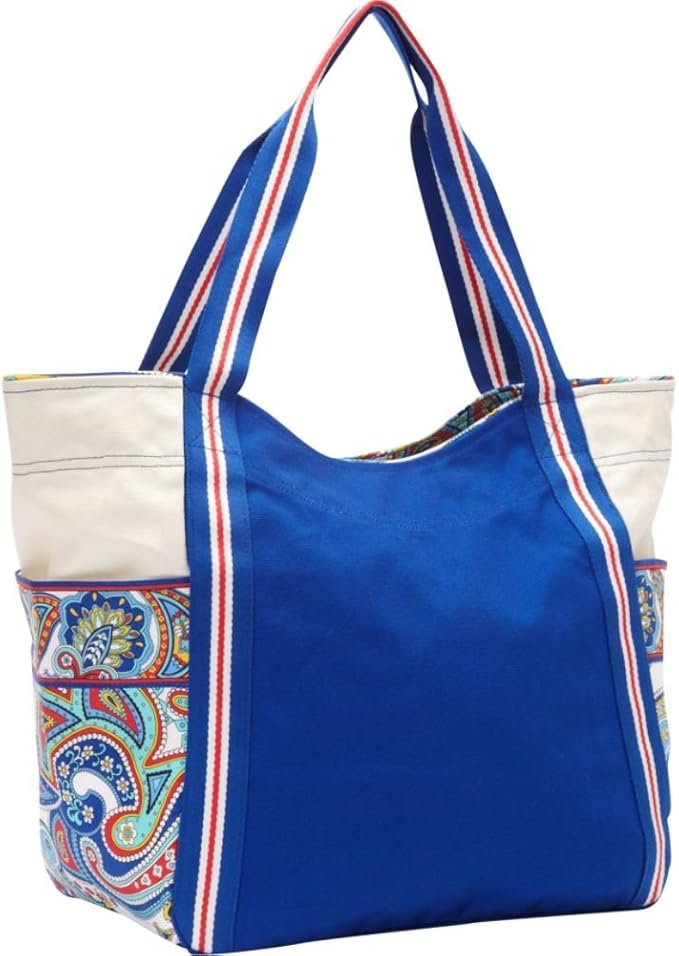 Vera Bradley Large Colorblock Tote (Marina Paisley) Clothing