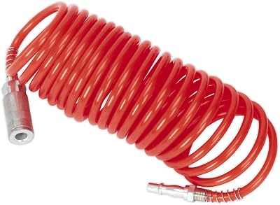 Sealey SA305 PU Coiled Air Hose 5m 5mm Quick Release Fittings