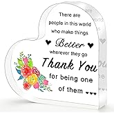 Thank You Gifts Acrylic Heart Keepsake – Inspirational Appreciation Gift for Women, Men, Employees, Nurses, Teachers, Boss, Manager, Coworkers – 4x4x0.4” Desk Decor for Farewell, Retirement, Admin Day