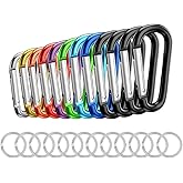 12PCS Carabiner Clip - 2.2" Aluminum Carabiner D Ring Shape,Key Chain Clip Hook,Keychain Clip,Multipurpose for Camping, Hiking,Backpacking or Other Outdoor Activities,Multicolor.