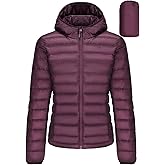 CAMEL CROWN Women's Packable Hooded Down Jacket Ultra Light Insulated Puffer Coat Water Resistant