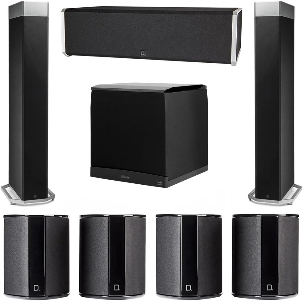Definitive Technology 7.1 System with 2 BP9080X Tower Speakers, 1 CS9040 Center Channel Speaker, 4 SR9040 Surround Speaker, 1 Definitive Technology SuperCube 8000 Powered Subwoofer