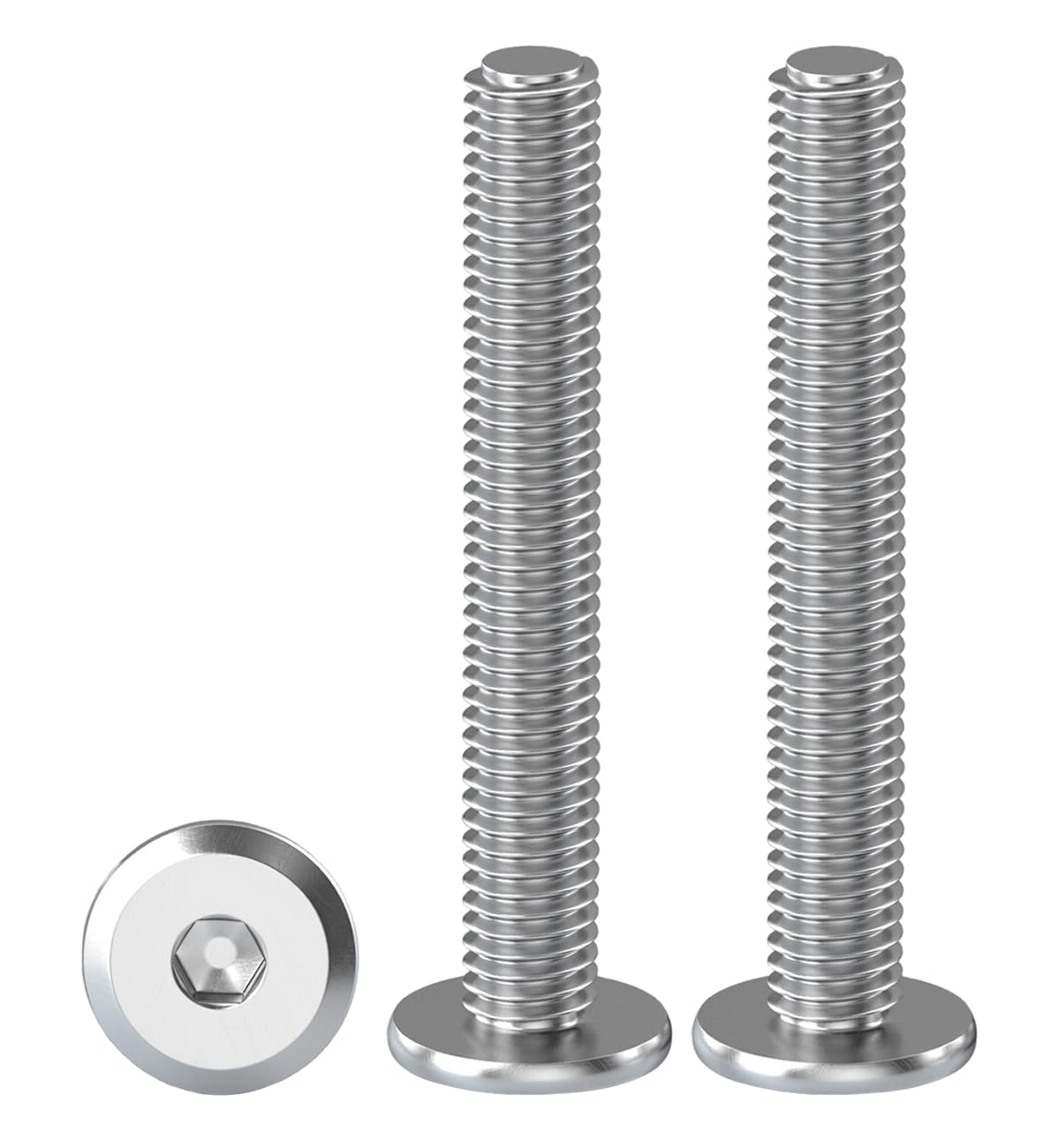 Drenky M5 Furniture Bolts, Flat Head Screw M5 x 50mm Flat Hex Bolt 304 Stainless Steel 20 Pack Joint Connector