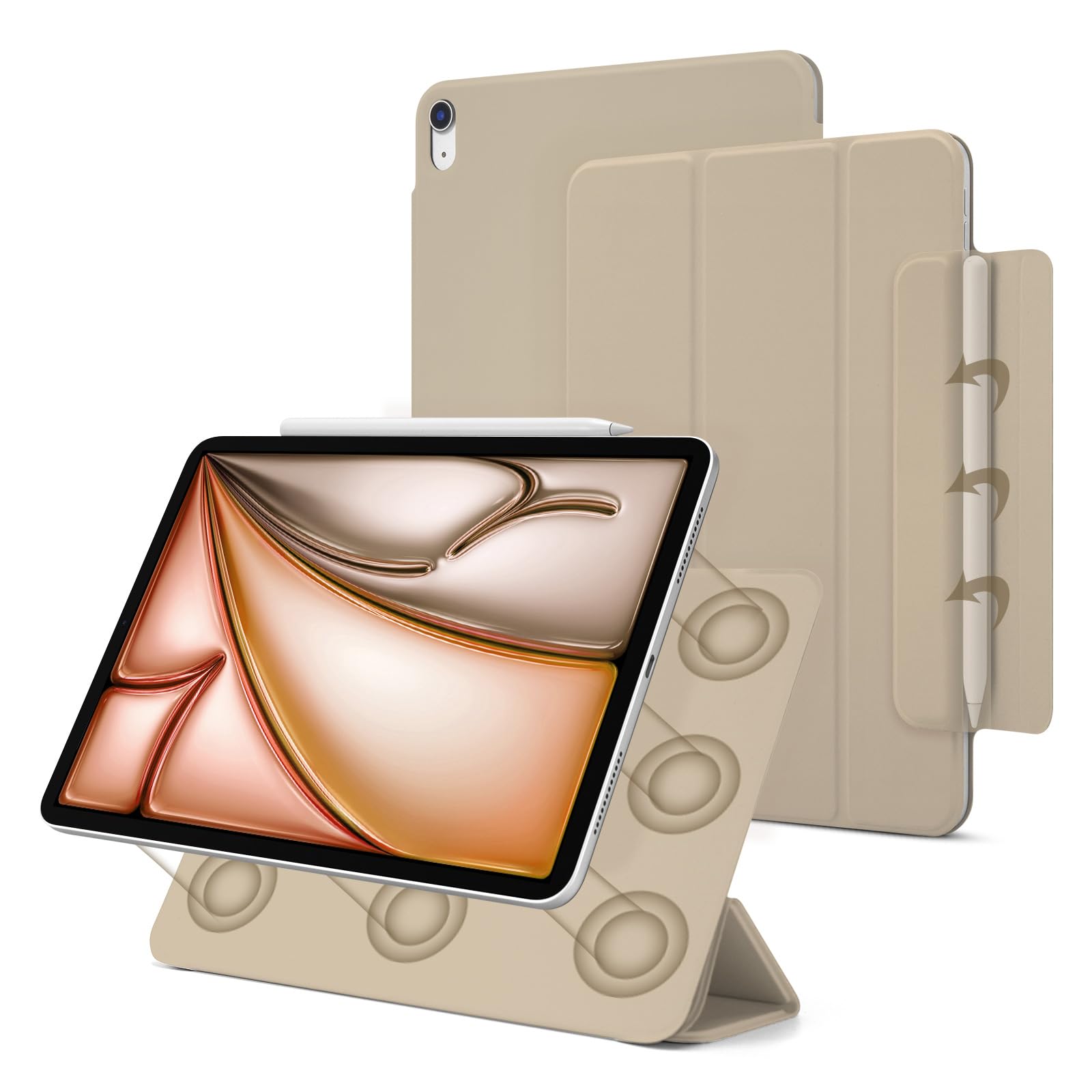 View 1 of *USED*
Dwopar for iPad Air 7/6/5/4 Magnetic Case, Slim Smart Folio for Air 5th/4th Generation 10.9 Inch 2022/2020 Model, Trifold Stand Case for iPad Air 11 inch M3/M2 2025/2024, Auto Sleep/Wake(Oat Coffee)